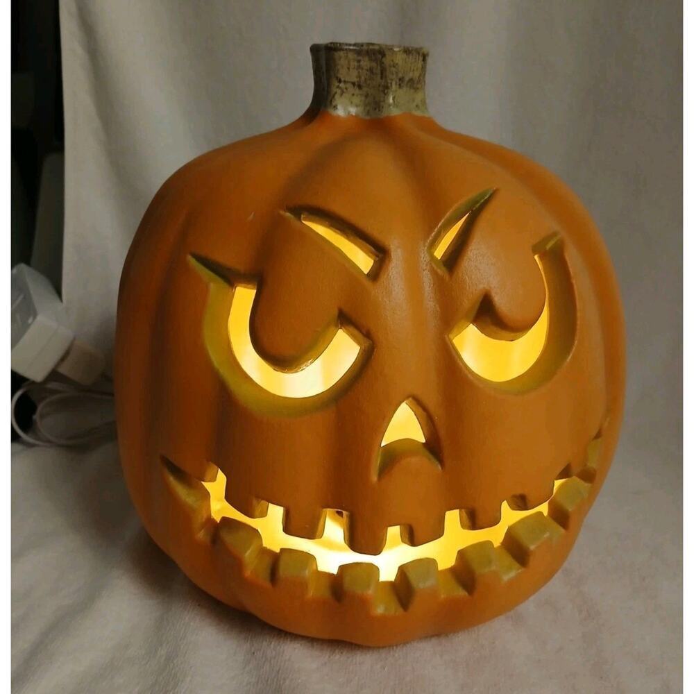 1990s Zipper Mouth Mouth Jack o Lantern Blow Mold Halloween Scary Light Vintage
